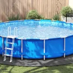 Capac pentru piscină rotund Gri deschis Polietilenă Ø 610 cm GartenMobel Dekor