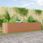 Ghiveci Ridicat pentru Grădină Aspect de Lemn Oțel galvanizat GartenMobel Dekor