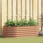 Grădină Ridicată Maro cu Aspect de Lemn 160x80x44 cm din Oțel GartenMobel Dekor