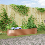 Pat de Grădină Ridicat Marron cu Aspect de Lemn 240x80x44 cm Oțel GartenMobel Dekor