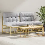 Scaune relaxante 2 pcs cu pernă 60x80x71 cm Oțel GartenMobel Dekor
