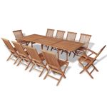 Set mobilier exterior cu scaune pliabile, 11 piese, lemn de tec GartenMobel Dekor