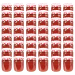 Borcane de sticlă pentru gem capac alb și roșu, 48 buc, 230 ml GartenMobel Dekor