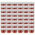 Borcane din sticlă pentru gem, capac argintiu, 48 buc, 110 ml GartenMobel Dekor