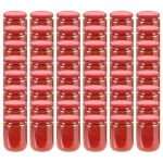 Borcane din sticlă pentru gem, capac roșu, 48 buc., 230 ml GartenMobel Dekor