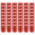 Borcane din sticlă pentru gem, capac roșu, 48 buc., 230 ml GartenMobel Dekor