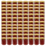 Borcane din sticlă pentru gem, capace aurii, 96 buc., 230 ml GartenMobel Dekor