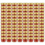 Borcane din sticlă pentru gem, capace aurii, 96 buc, 110 ml GartenMobel Dekor