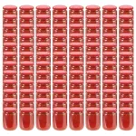 Borcane din sticlă pentru gem, capace roșii, 96 buc., 230 ml GartenMobel Dekor