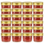 Borcane din sticlă pentru gem cu capac auriu 24 buc. 110 ml GartenMobel Dekor