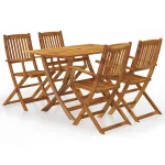 Set mobilier de exterior pliabil, 5 piese, lemn masiv de acacia GartenMobel Dekor