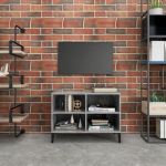 Comodă TV cu picioare metalice, gri beton, 69,5x30x50 cm GartenMobel Dekor