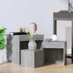Mese suprapuse, 3 buc, stejar Sonoma gri, lemn prelucrat GartenMobel Dekor