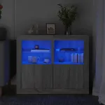 Dulapuri laterale cu lumini LED 2 buc.sonoma gri lemn prelucrat GartenMobel Dekor