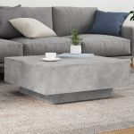 Măsuță de cafea cu lumini LED, gri beton, 80x80x31 cm GartenMobel Dekor