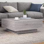 Măsuță de cafea cu lumini LED, gri sonoma, 80x80x31 cm GartenMobel Dekor