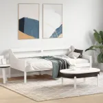 Pat de zi fără saltea, alb, 90x190 cm, lemn masiv pin GartenMobel Dekor