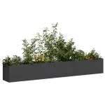 Jardinier negru 280x40x40 cm Oțel laminat la rece GartenMobel Dekor
