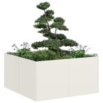 Jardinieră alb 80x80x40 cm Oțel laminat la rece GartenMobel Dekor