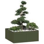 Jardinieră verde măsline 100x100x40 cm oțel GartenMobel Dekor