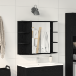 Dulap cu oglindă Stejar negru Lemn masiv de stejar Compact GartenMobel Dekor