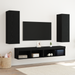 Dulapuri TV de perete 2 buc Negru Stejar 30,5x30x90 cm Lemn prelucrat GartenMobel Dekor