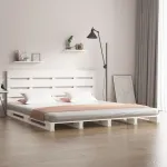 Cadru de pat fără saltea, alb, 140x200 cm, lemn masiv pin GartenMobel Dekor