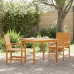 Set Dining 3 Piese din Lemn Masiv de Acacia GartenMobel Dekor
