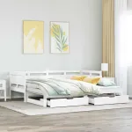 Pat de zi cu extensie și sertare fără saltea, alb, 80x200 cm GartenMobel Dekor