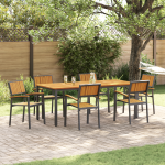 Scaune de grădină stacking 6 pcs Oțel negru și lemn solid de acacia GartenMobel Dekor