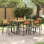 Set de dining pentru grădină cu 7 piese din lemn masiv de acacia și metal GartenMobel Dekor