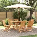 Set de dining pentru grădină din lemn solid de tec de 7 piese GartenMobel Dekor