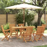 Set de dining pentru grădină  7 piese din lemn masiv de tec GartenMobel Dekor