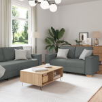 Set canapea, 3 piese, perne gri închis, textil GartenMobel Dekor