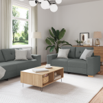 Set canapea, 3 piese, perne gri închis, textil GartenMobel Dekor