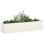 Jardinier alb 200x40x40 cm Oțel laminat la rece GartenMobel Dekor