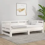 Pat de zi extensibil, alb, 2x(80x200) cm, lemn masiv de pin GartenMobel Dekor