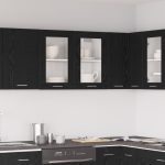 Dulap din sticlă negru din stejar suspendat 80x31x60 cm Fabricat din lemn prelucrat GartenMobel Dekor