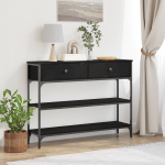 Masă consolă, stejar negru, 100x25x75 cm, lemn prelucrat & oțel GartenMobel Dekor