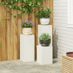 Suporturi plante pilon, exterior, 3 buc., alb, oțel GartenMobel Dekor
