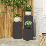 Suporturi plante pilon, exterior, 3 buc., negru, oțel GartenMobel Dekor