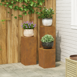 Suporturi plante pilon, exterior, 3 buc., oțel corten GartenMobel Dekor