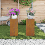 Suporturi plante pilon exterior 2 buc. 24x24x55 cm oțel corten GartenMobel Dekor