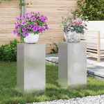 Suporturi plante pilon exterior 2 buc. 24x24x55 cm oțel inox. GartenMobel Dekor