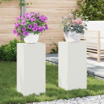 Suporturi plante pilon exterior 2 buc. alb 24x24x55 cm oțel GartenMobel Dekor