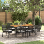 Set de Dining Grădină cu Perne Negru Ratan Poly GartenMobel Dekor