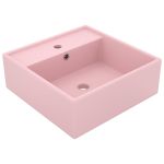 Chiuvetă lux cu preaplin, roz mat, 41x41 cm, ceramică, pătrat GartenMobel Dekor