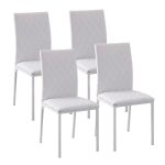 Set 4 scaune bucatarie/living, Ethel, piele ecologica, metal, alb, 41x50x91 cm GartenVIP DiyLine