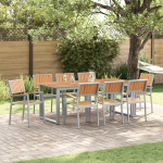 Set de dining pentru grădină 9 piese Gri Oțel și Lemn Masiv de Acacia GartenMobel Dekor