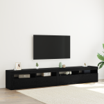 Cabinete TV 2 buc cu lumini LED din stejar negru și lemn ingineresc GartenMobel Dekor